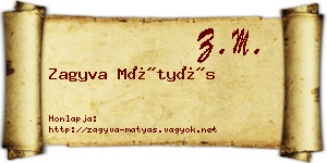 Zagyva Mátyás névjegykártya